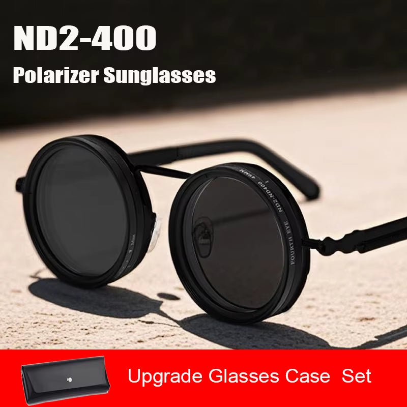 9-Level ND2-400 Adjustable Dimming Glasses Fishing Sunglasses UV anti UV Polarized Sunglasses ND Filter with Glasse Case Set