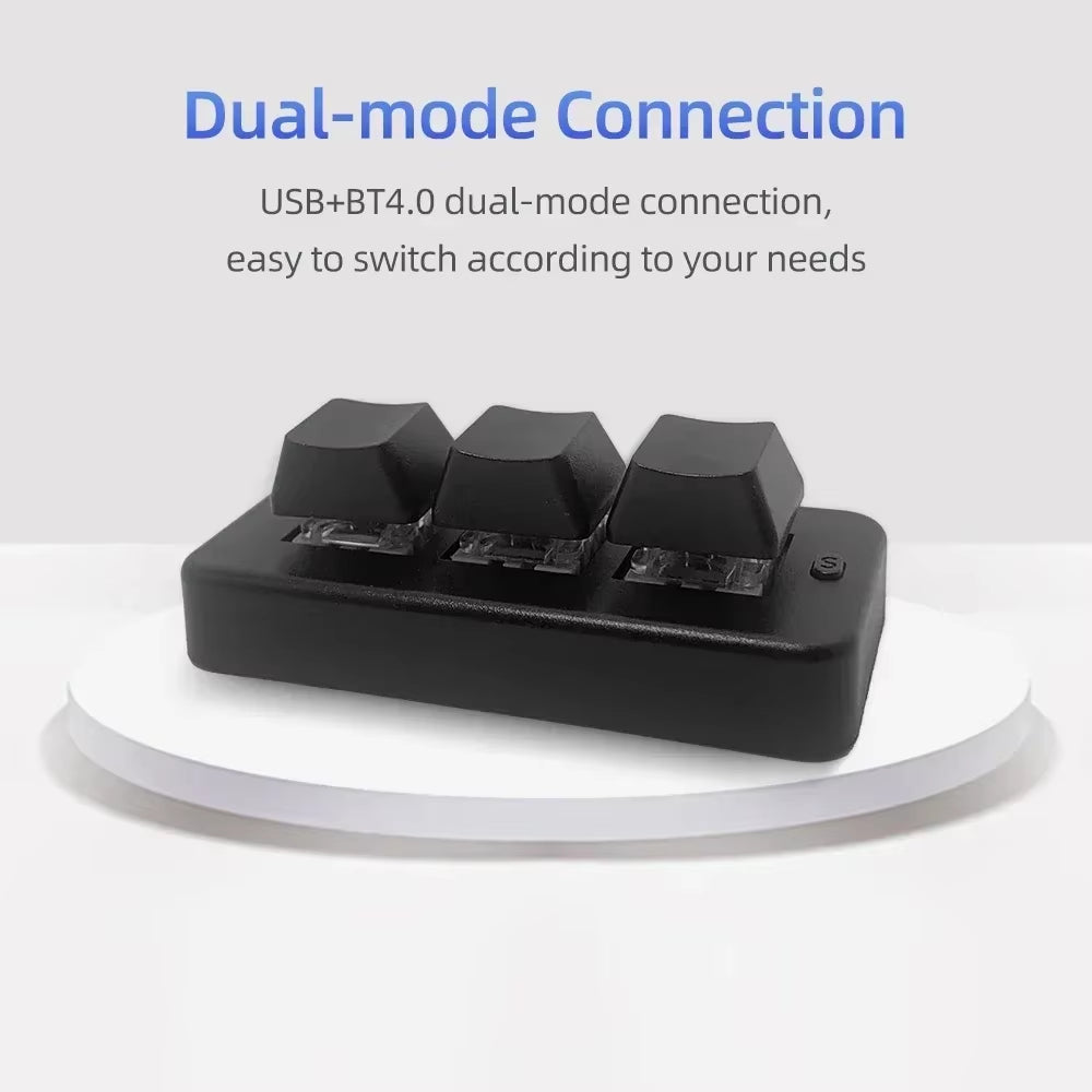 MK321BT Bluetooth Wireless Switch 3-Key Mini Usb+Bt+Wired Three Mode Customized Keyboard for Office Game Multimedia Keyboard