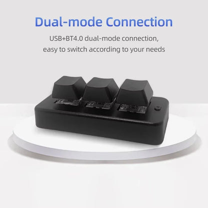 MK321BT Bluetooth Wireless Switch 3-Key Mini Usb+Bt+Wired Three Mode Customized Keyboard for Office Game Multimedia Keyboard