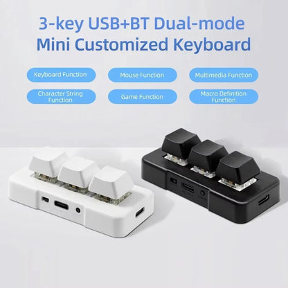 MK321BT Bluetooth Wireless Switch 3-Key Mini Usb+Bt+Wired Three Mode Customized Keyboard for Office Game Multimedia Keyboard